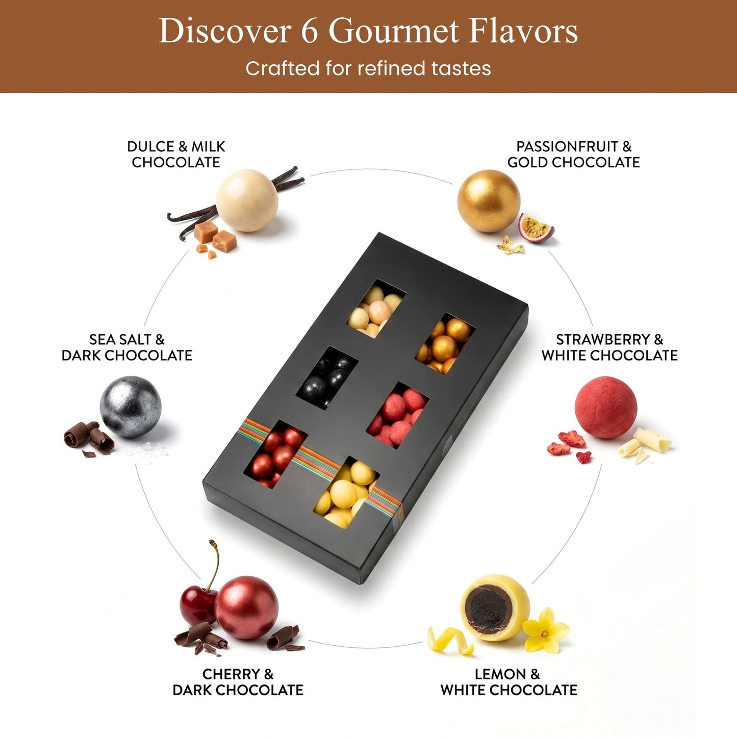 Boîte Cadeau de Réglisse Gourmande Couvertes de Chocolat Andy Anand, 6 Saveurs, 10,5 oz