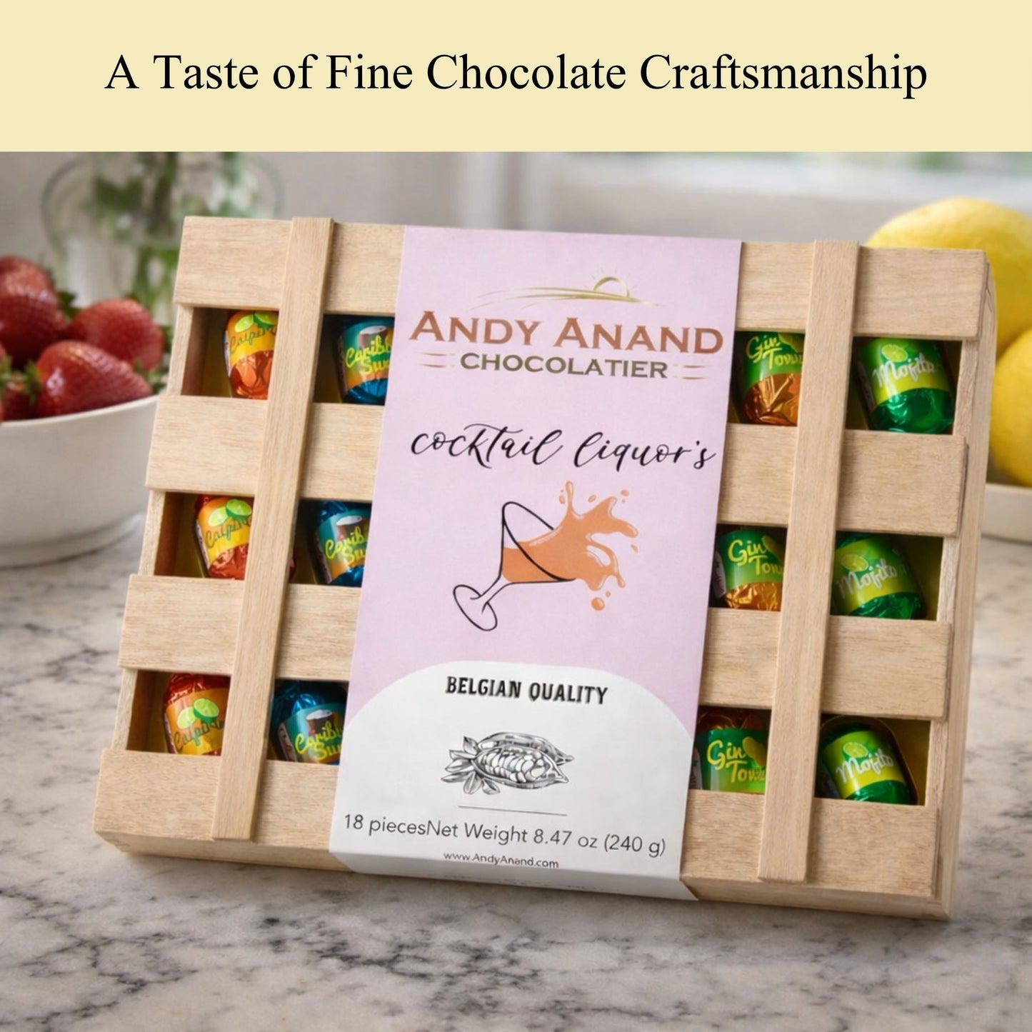 Chocolat Noir Végan Aromatisé aux Cocktails Andy Anand - 18 Pièces