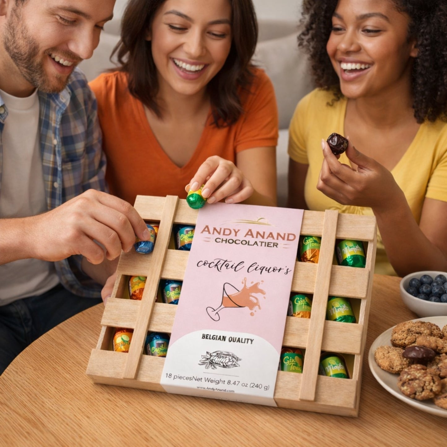 Chocolate vegano sin alcohol Andy Anand – 18 piezas, 6 sabores únicos