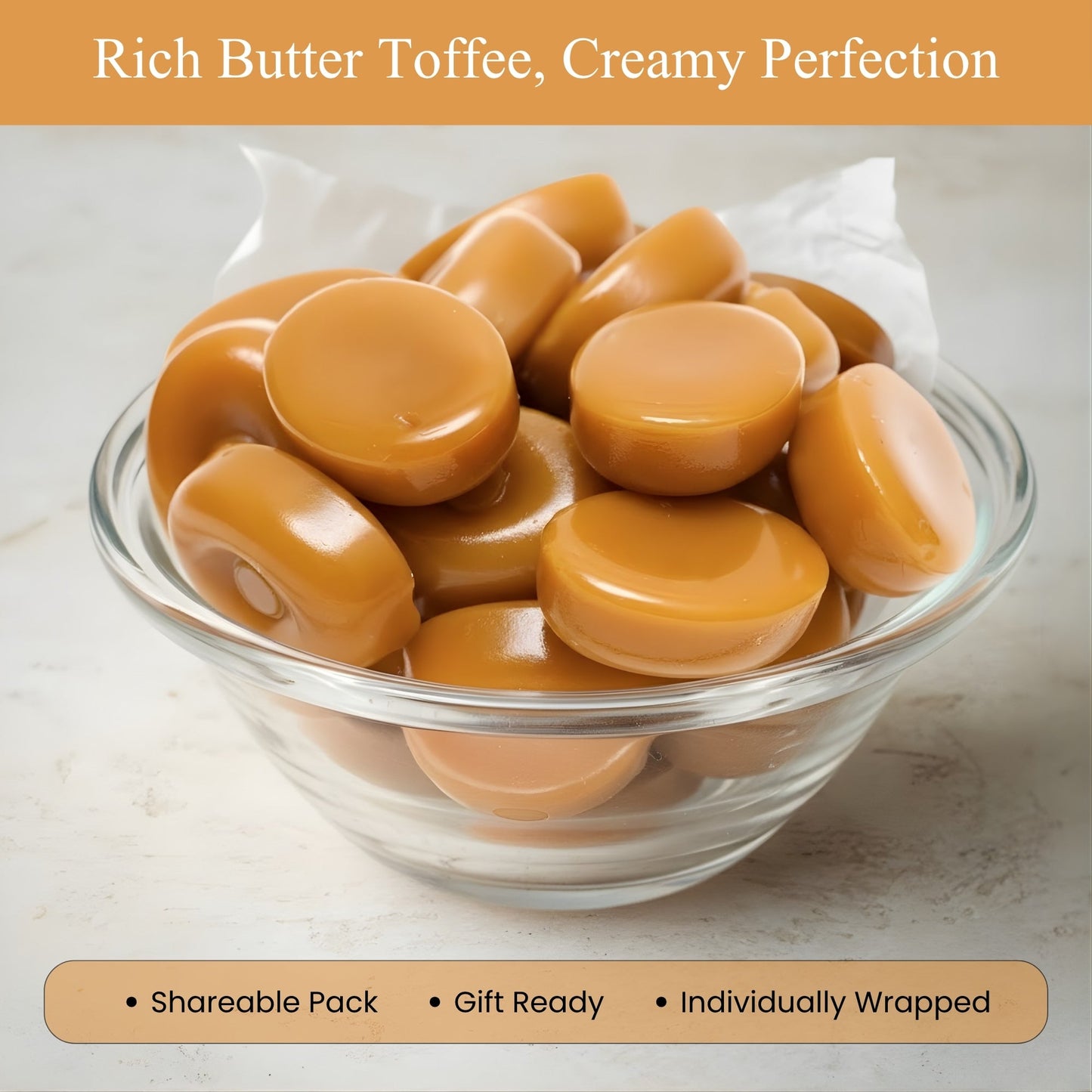 Caramelo Duro de Toffee Sin Azúcar Andy Anand - 40 Pcs
