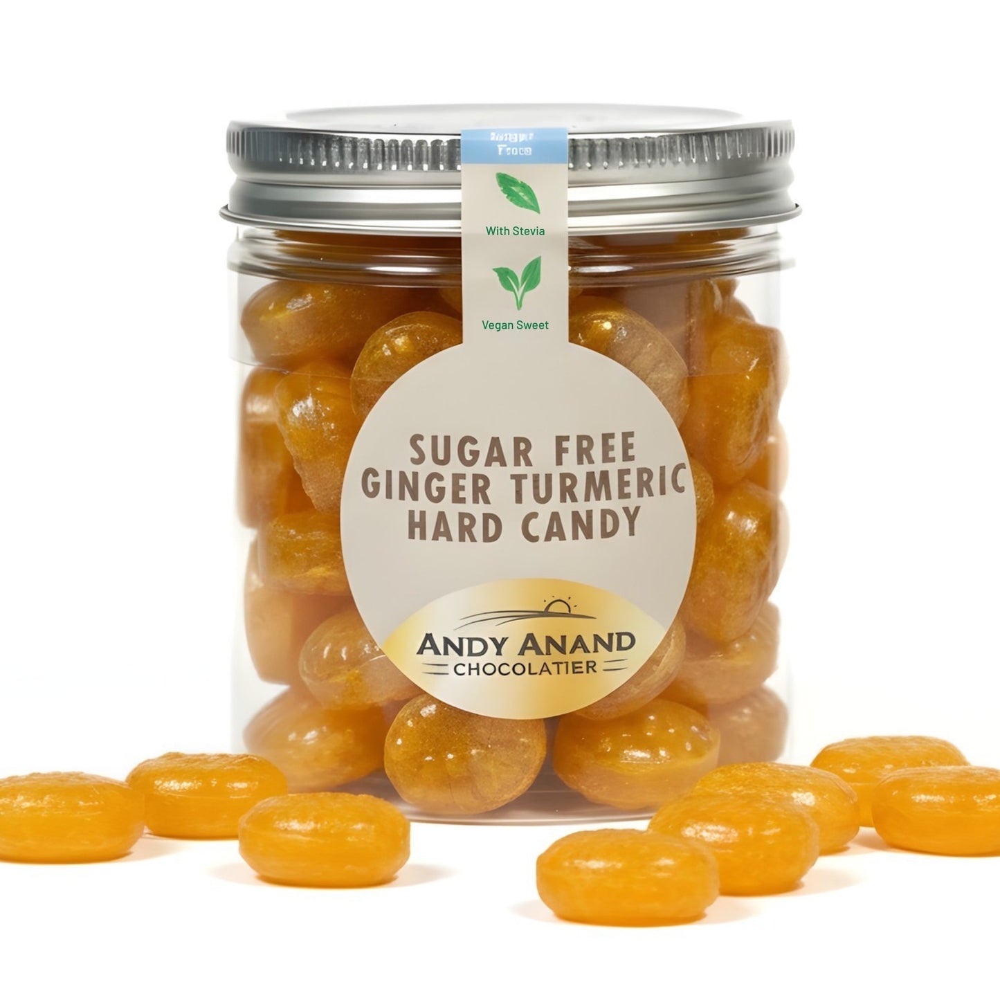 Caramelo Duro de Jengibre y Cúrcuma Sin Azúcar Andy Anand – 50 Piezas