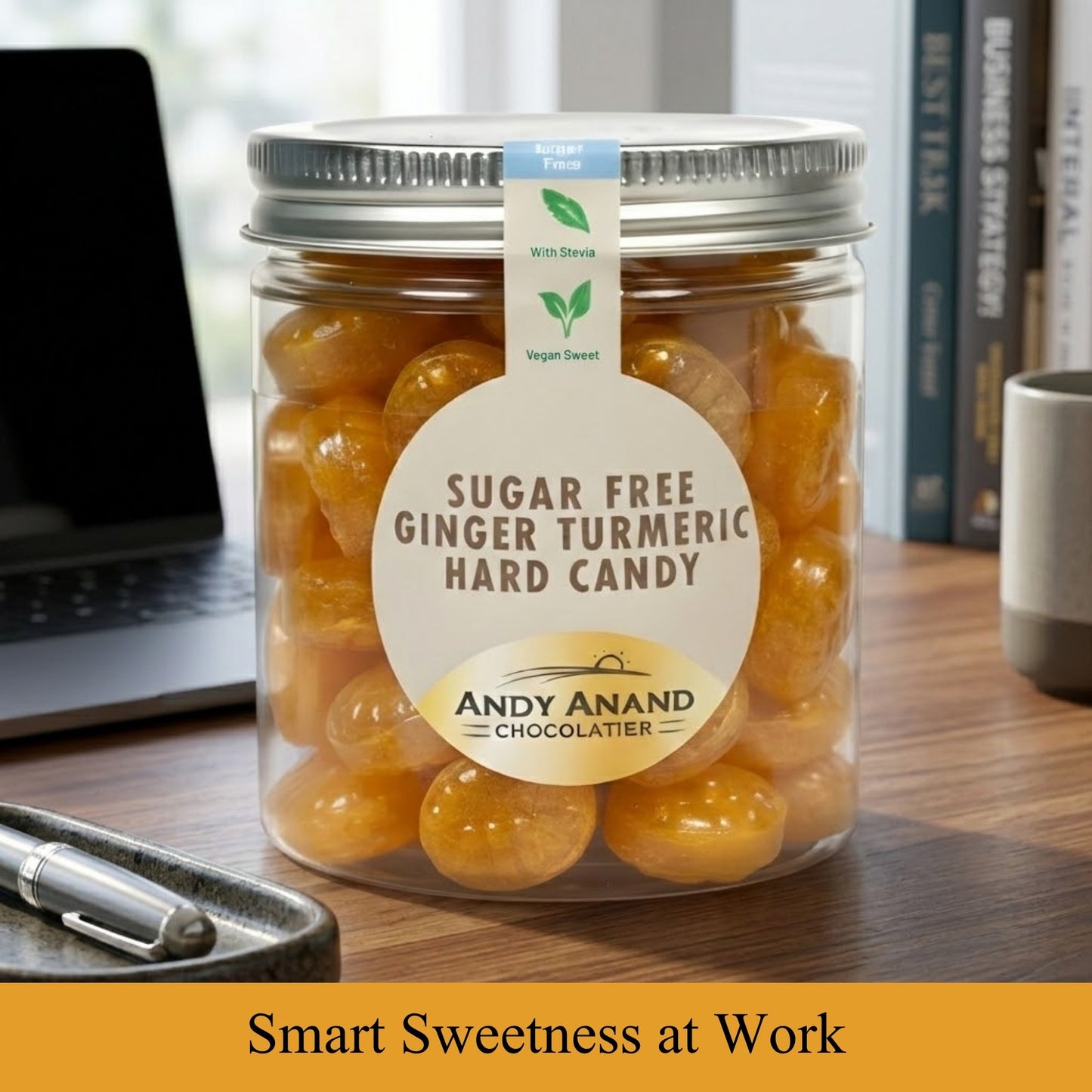 Caramelo Duro de Jengibre y Cúrcuma Sin Azúcar Andy Anand – 50 Piezas