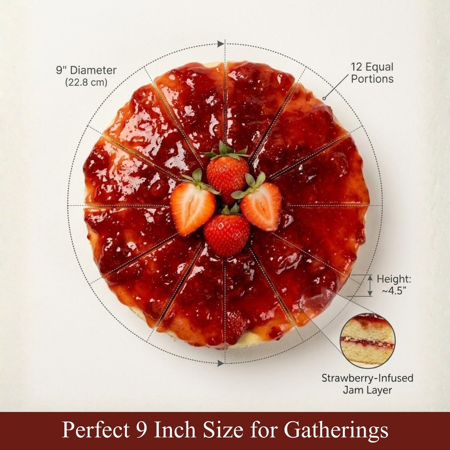 Andy Anand Indulgent Sugar Free Strawberry Cake 9"