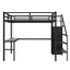 Cama Loft de Tamaño Completo con Escritorio en L y USB - Negro