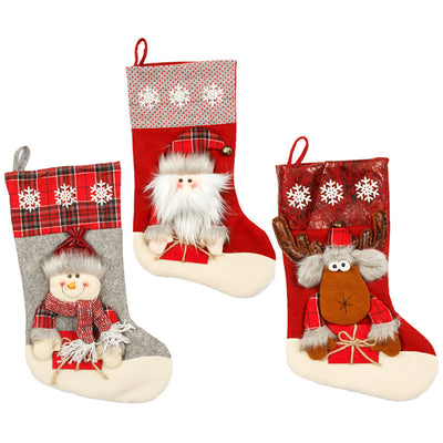 Christmas Socks Gift Bag Large 3D Christmas Socks Candy Bag Christmas Day Decoration Scene Decoration Gift Bag - Korvel