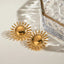 Pendientes de Stud de Sol de Acero Inoxidable Baño en Oro de 18K