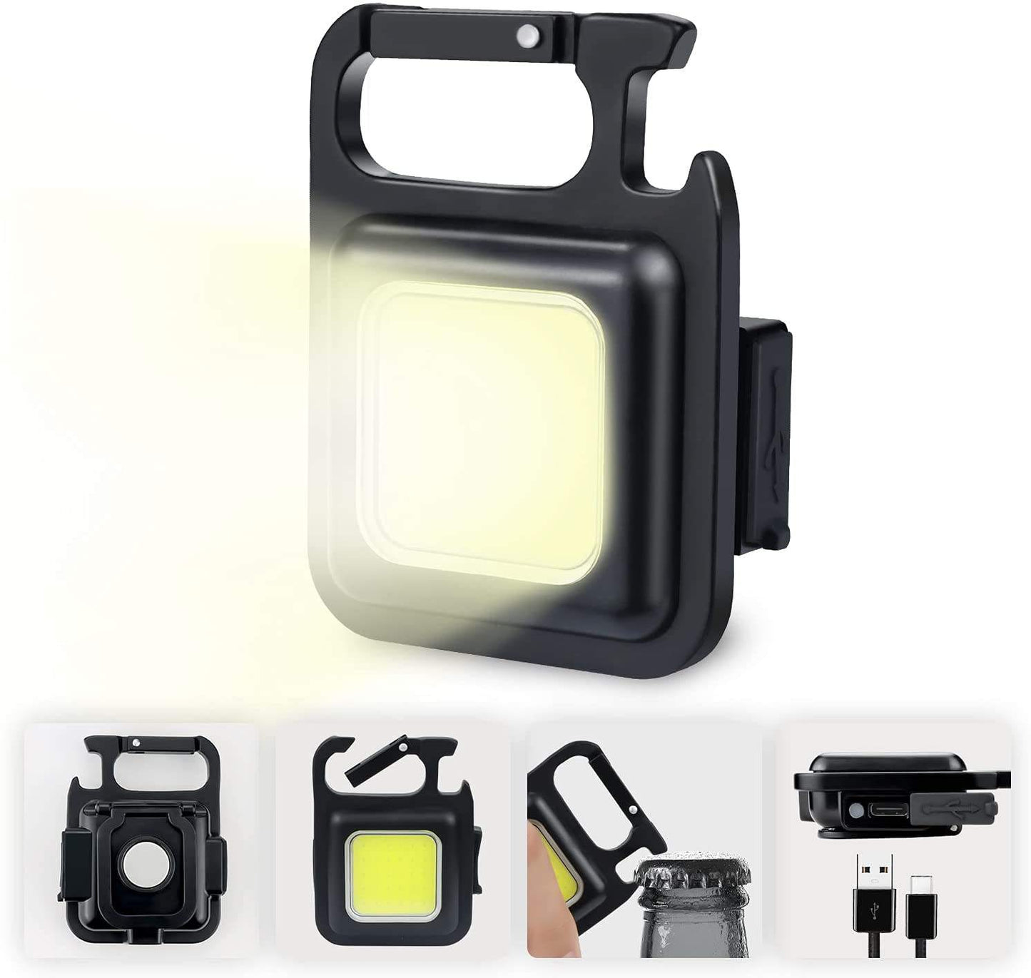Multifunctional Mini COB Work Light TYPE-C Rechargeable Portable Keychain Light Magnetic Overhaul Emergency Light - Korvel