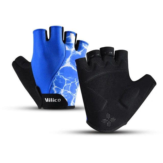 Outdoor Sports Fitness Half Finger Cycling Gloves Silicone Shock Absorbent Breathable Wear Resistant Half Finger Cycling Gloves - Korvel