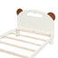 Twin Size Platform Bed with Bear Ears Shaped Headboard and LED Cream White - Korvel