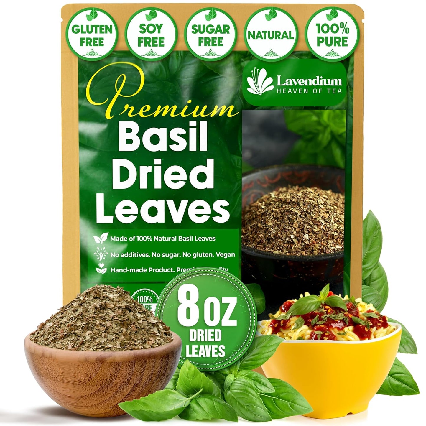 Basilic Séché Premium – 100% Pur, Non-OGM, Sans Gluten, Végétalien