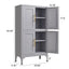 Grey metal kitchen storage cabinet, kitchen pantry storage cabinet with door and shelf, adjustable leveling feet - Korvel