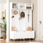 Large storage hall tree with bench, multifunctional storage platform, luxury clothes hanger equipped with 6 gold hooks - Korvel