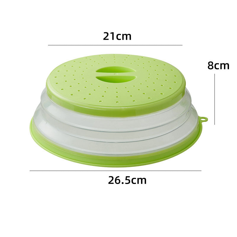 Folding cover with hooks, microwave heating cover, multifunctional silicone folding fresh-keeping cover, oil proof and splash pr - Korvel