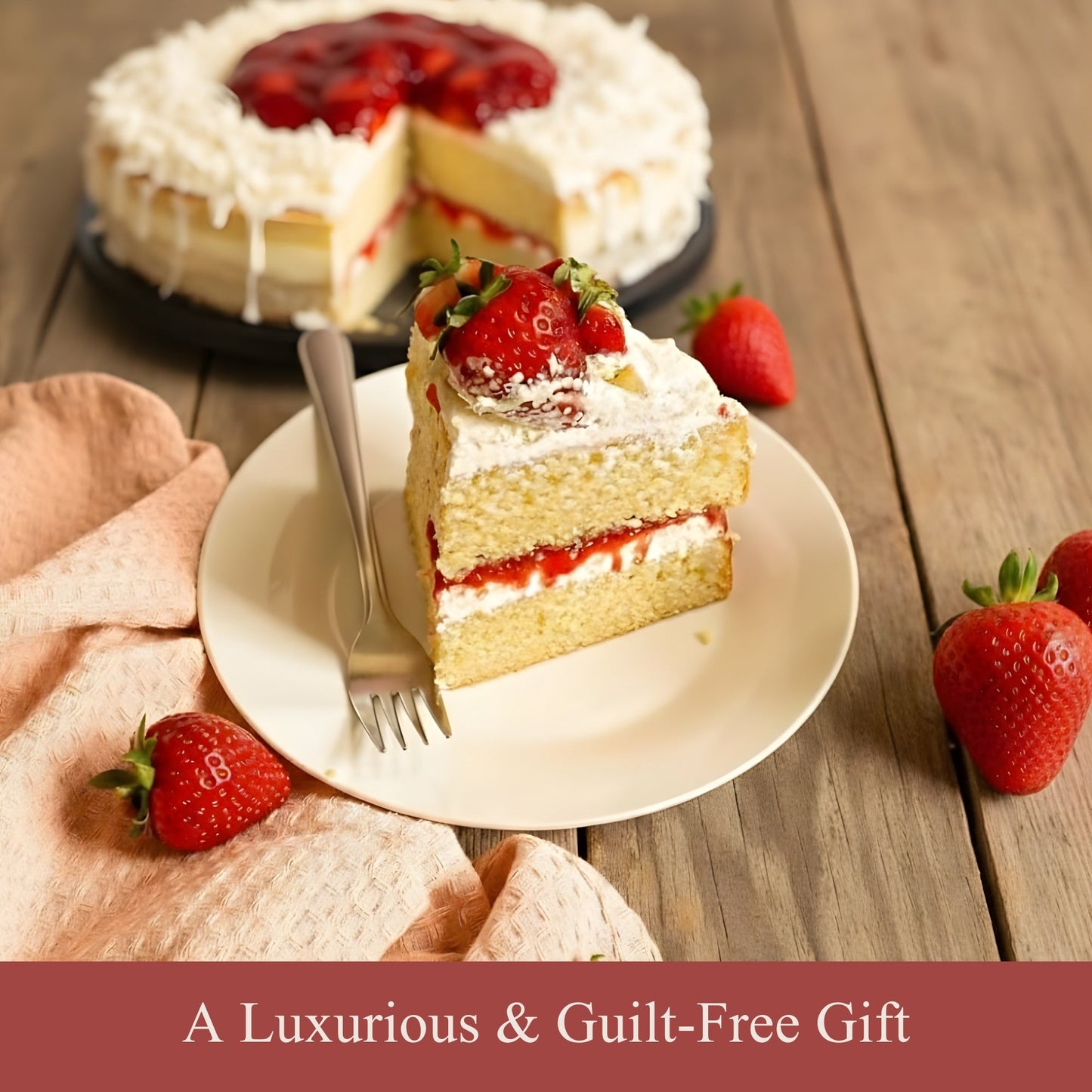 Pastel de Chocolate Blanco Sin Azúcar con Fresa - 2.5 lbs
