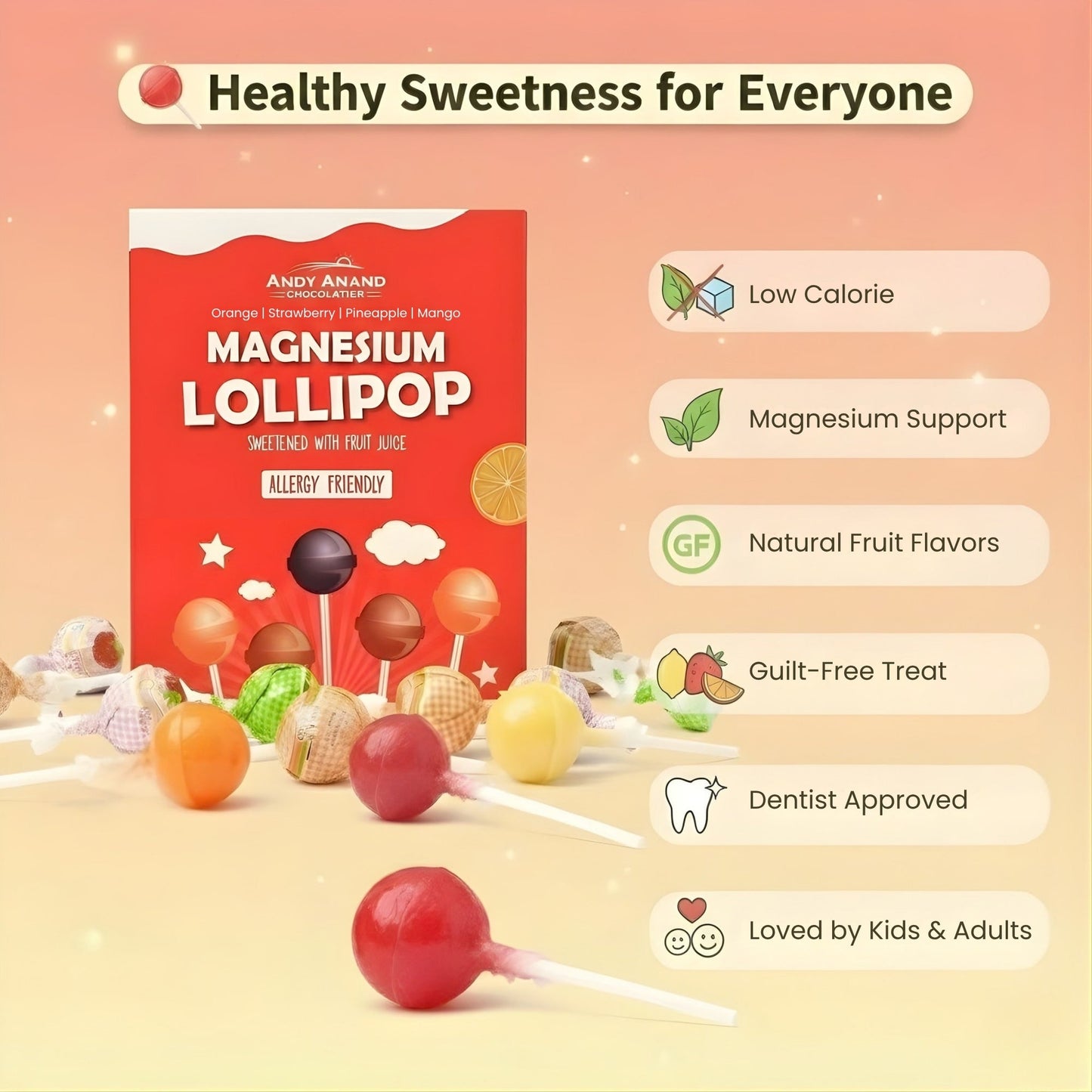 Andy Anand Magnesium Low Calorie Lollipops - Sweet & Calm Combo