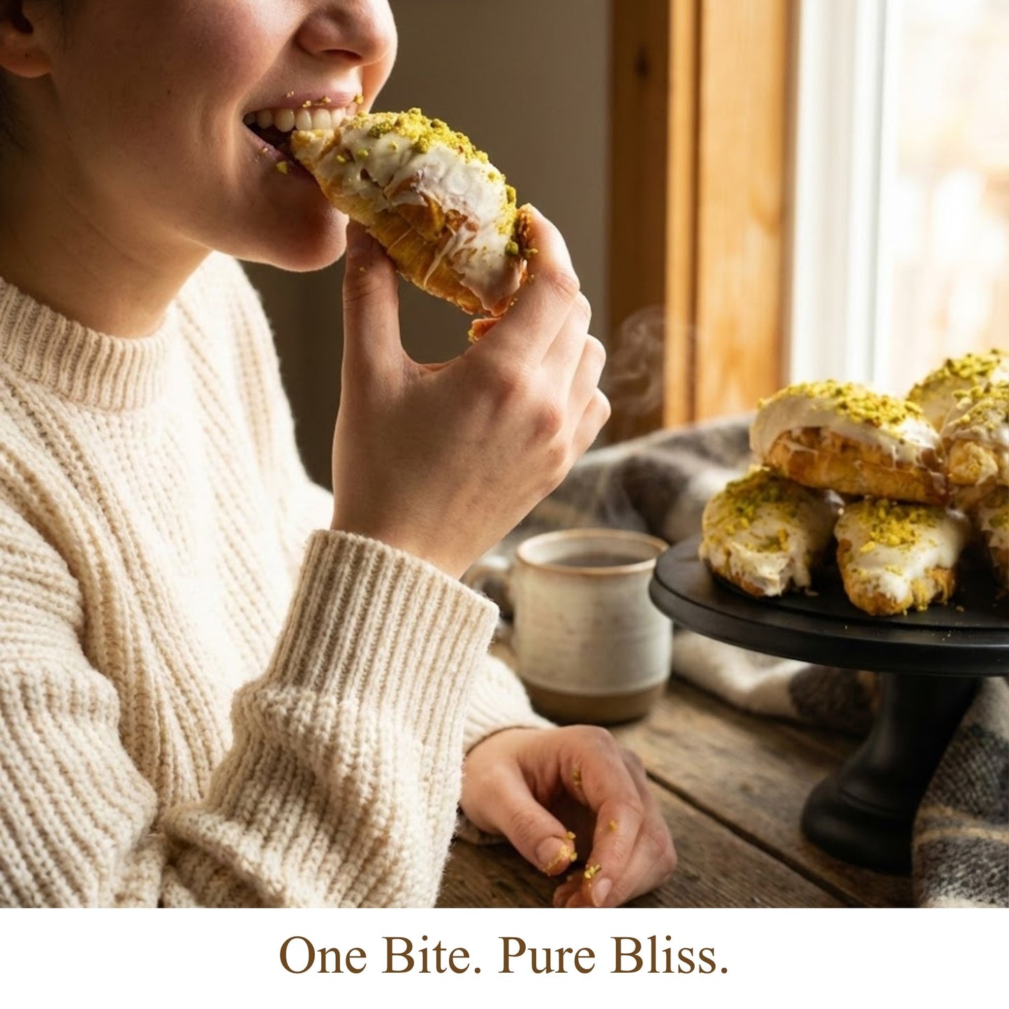 Pastel de Croissant de Chocolate Blanco y Pistachos - 10 Piezas
