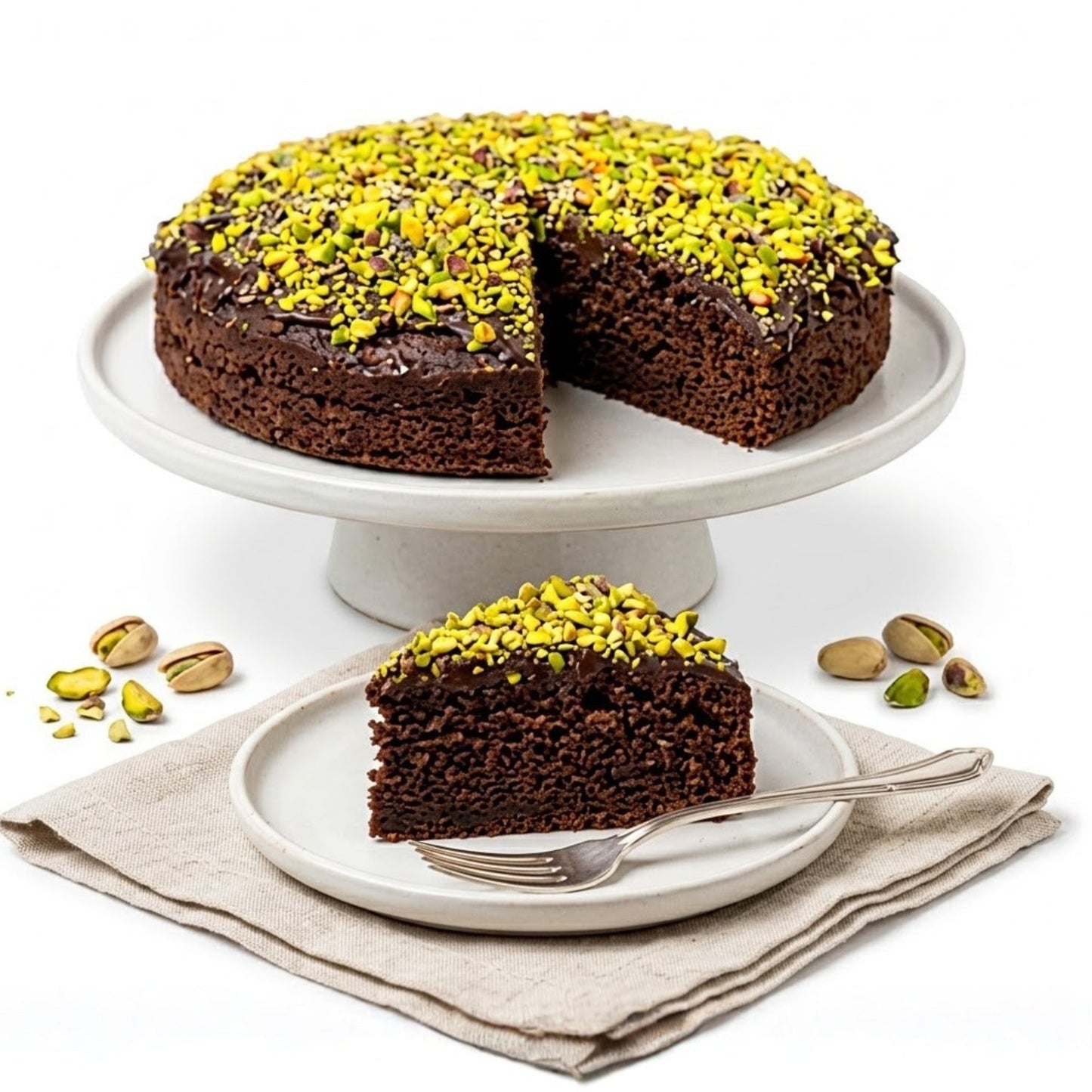Gâteau au chocolat de Dubaï sans sucre avec des pistaches