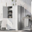 Tall and Wide Storage Cabinet with Doors for Bathroom/Office, Three Drawers, White - Korvel