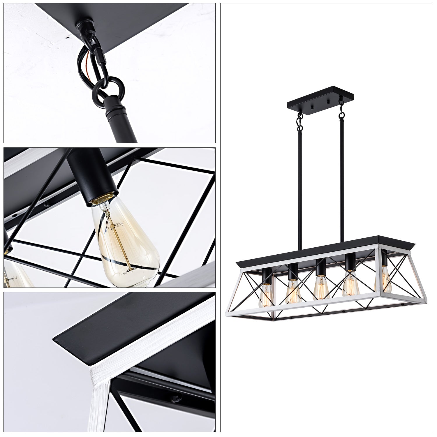 5-Light Farmhouse Chandeliers For Dining Room (No Bulbs) - Korvel