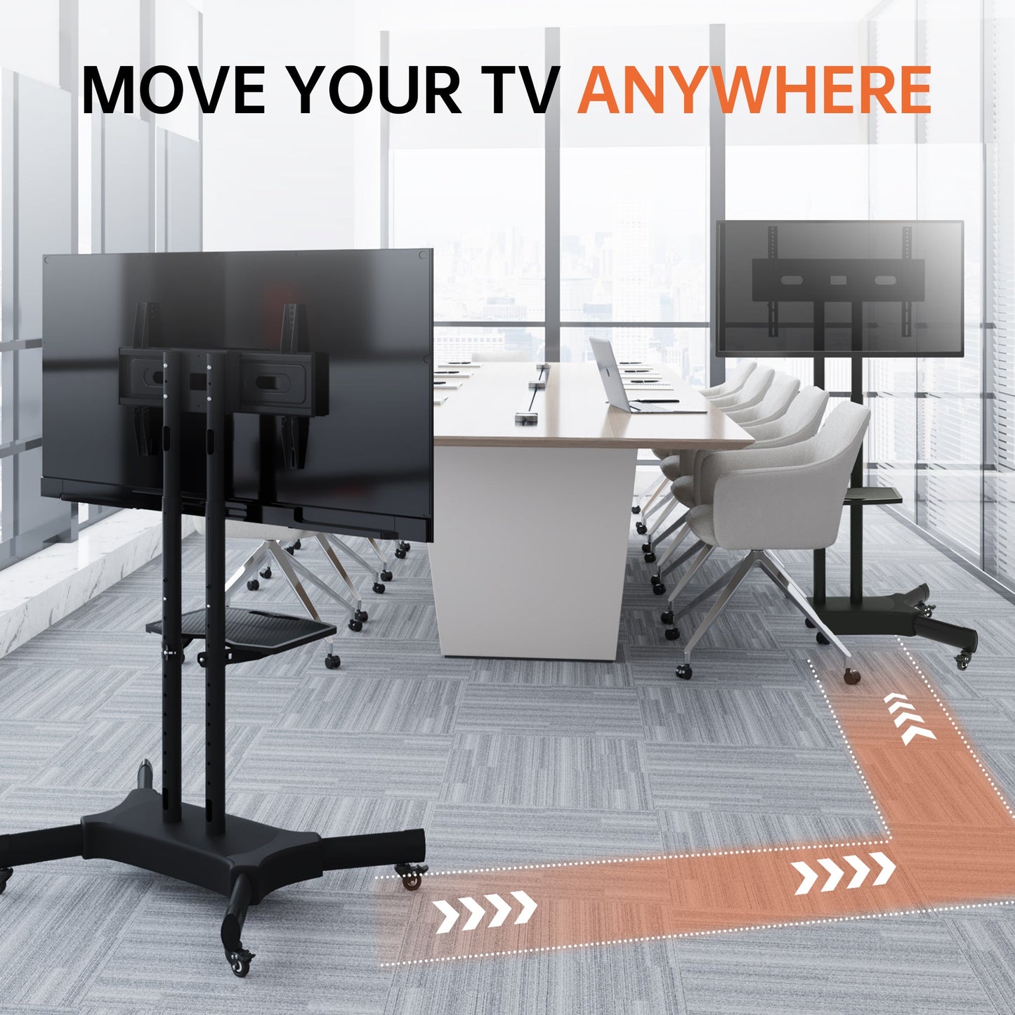 FANCO Universal Rotating TV Stand, suitable for 32-80 inch TVs, with adjustable tilt height and maximum VESA 600x400mm (black) - Korvel