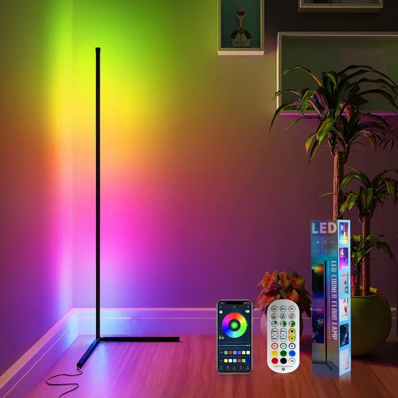 Ambient Floor Lamp RGBIC Corner Light Three-Section Spliced Bluetooth LED Modern Minimalist Table Lamp Voice-Activated Light - Korvel