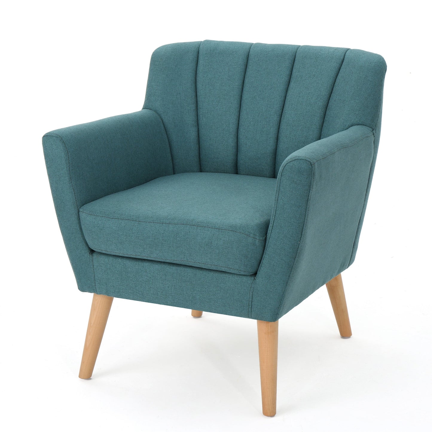 Mid Century Modern Dark Teal Fabric Club Chair
