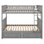 Full over Full Bunk Bed with Drawers, Convertible Beds  Gray - Korvel