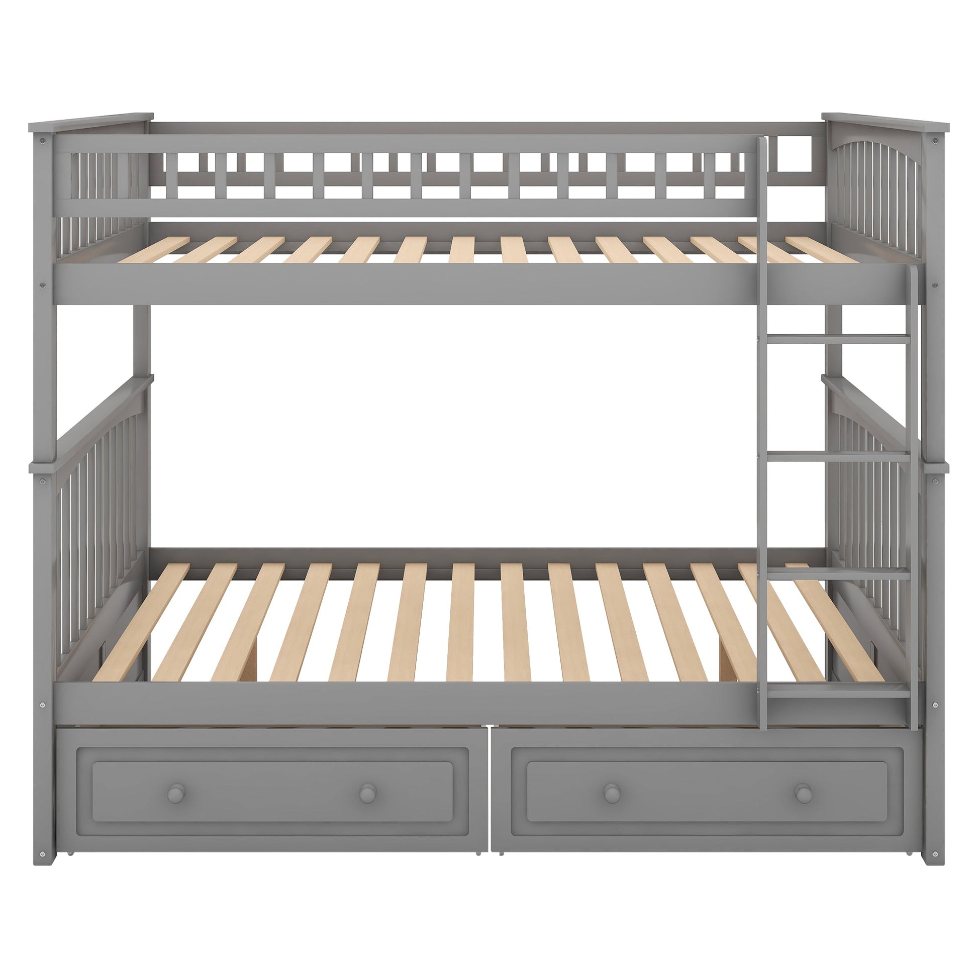 Full over Full Bunk Bed with Drawers, Convertible Beds  Gray - Korvel