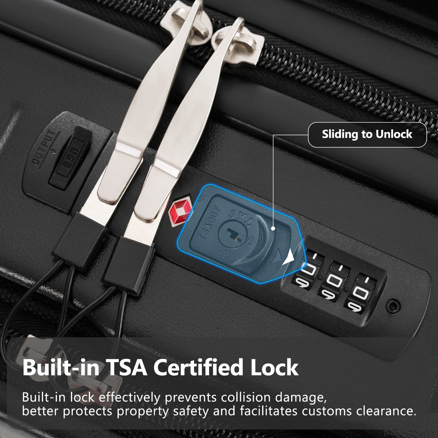 20-Inch Lightweight Carry-On Suitcase with USB Port