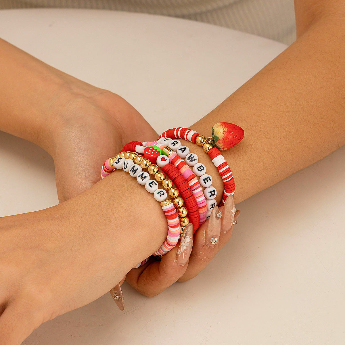 Colorful Bohemian Soft Ceramic Elastic LOVE Bead Bracelet
