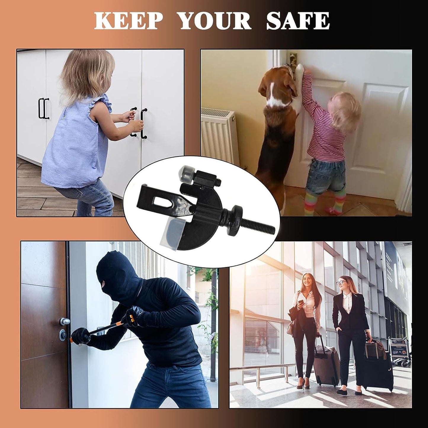 Portable Door Lock Privacy Extra Security Lock Anti Theft Travel Inside Door Locker for Traveling Home Bedroom Apartmen - Korvel