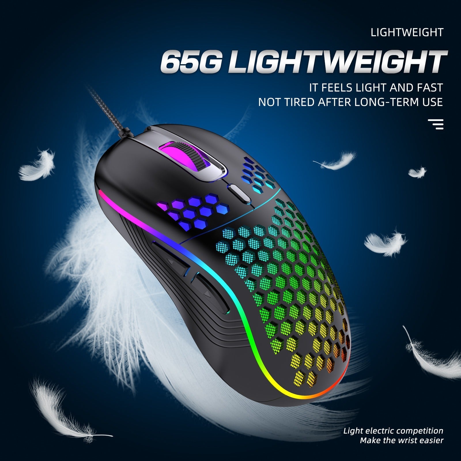 Wired gaming mouse with hollow holes and glowing light lightweight gaming mouse for esports - Korvel