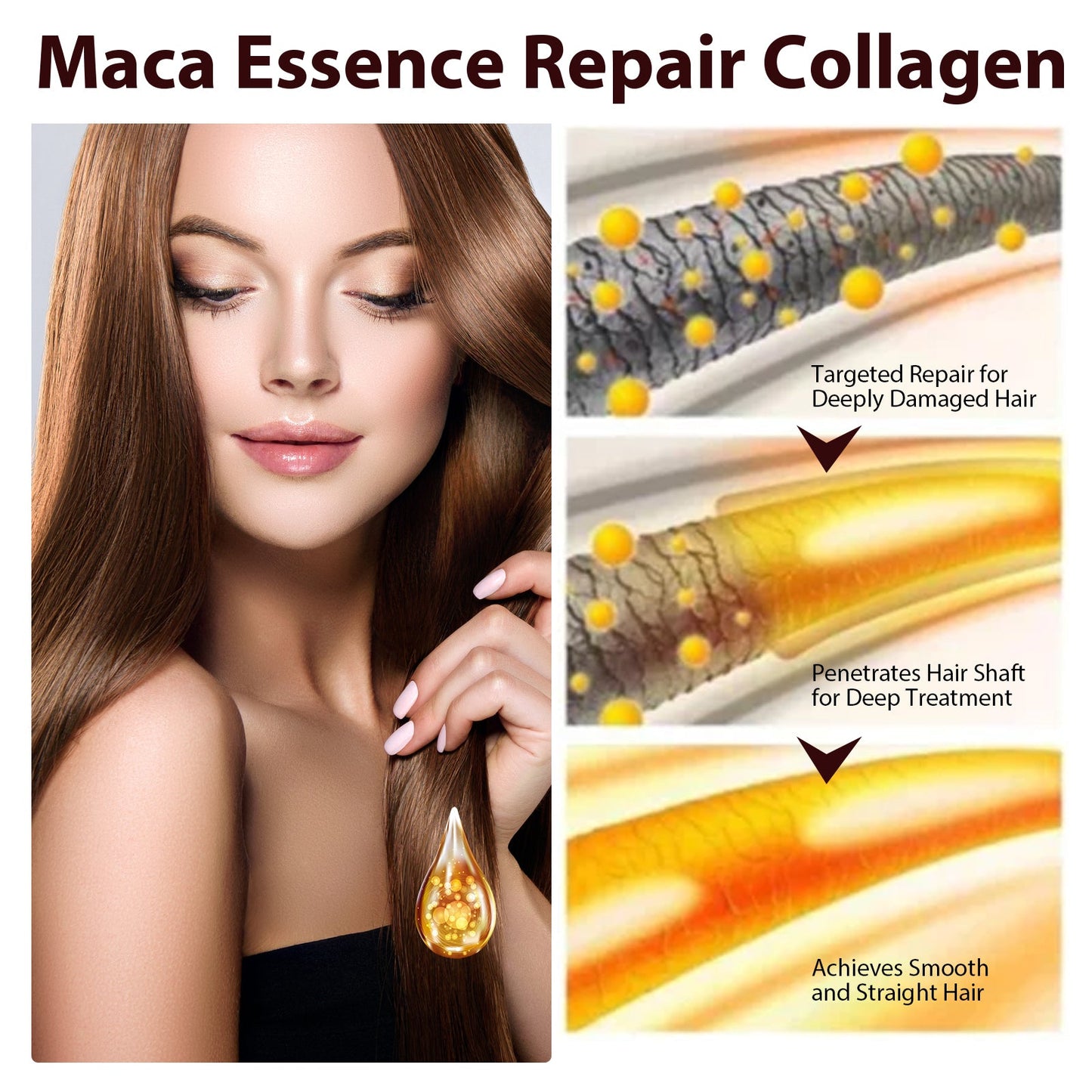 Maca Essence Repair Collagen, Repair Bifurcate Improve Hair Moist Smooth The Hair Essence - Korvel