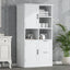 Bathroom storage cabinet with doors and drawers, multiple storage spaces, independent, open adjustable shelves, white - Korvel