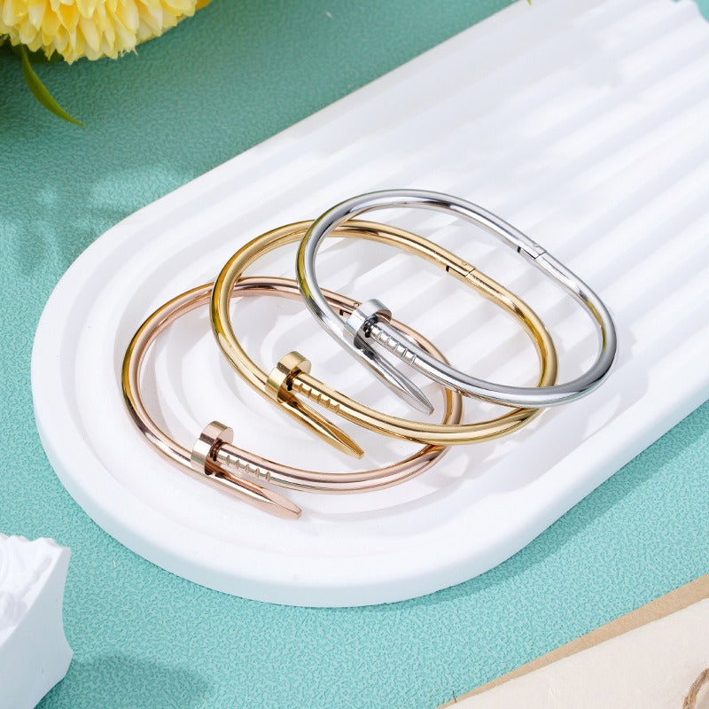 Diamond titanium steel bracelet for women, light luxury, non fading card home nail bracelet - Korvel