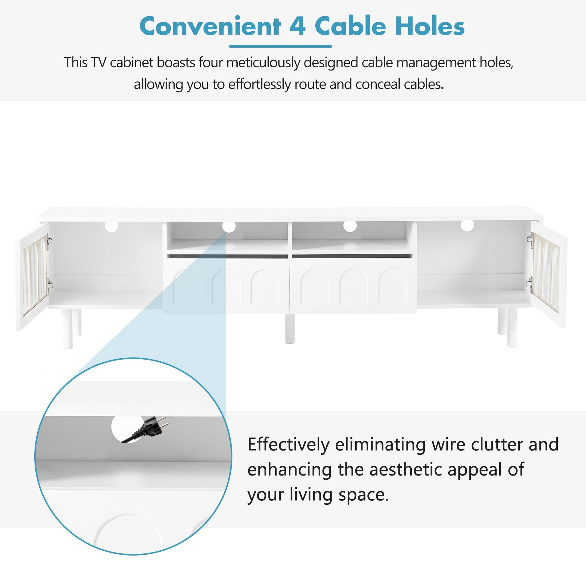 Two sets of ON-TRANS cream style TV stands and coffee tables, suitable for TVs under 80 inches, white - Korvel
