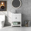 24" White Modern Sleek Bathroom Vanity Elegant Ceramic Sink with Solid Wood Frame Open Style Shelf - Korvel