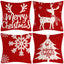 Red Snowflake Deer Pillow Cover Christmas Tree Cushion Cover Home Decoration Pillow Cover Combination - Korvel