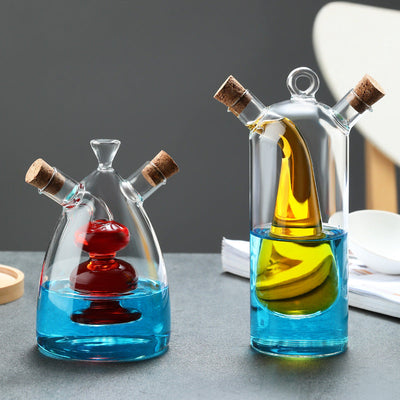 Kitchen Storage Sealed Bottles, Double-layer 2-in-1 Glass Bottles, Oil, Vinegar, Sauce, Seasoning Bottles, Kitchen Tools - Korvel