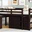 Low Study Full Loft Bed with Cabinet Shelves and Rolling Portable Desk Multiple Functions Bed- Espresso - Korvel