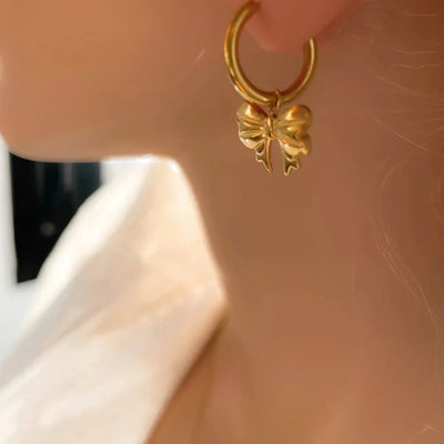 18K Gold-Plated Bow Earrings - Korvel