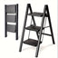 3 Step Ladder Aluminum Light Folding Step Bench Wide Non slip Pedal 300 lb Capacity Home Office Portable Ladder black - Korvel