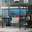 Cama Loft de Tamaño Completo con Escritorio en L y USB - Negro