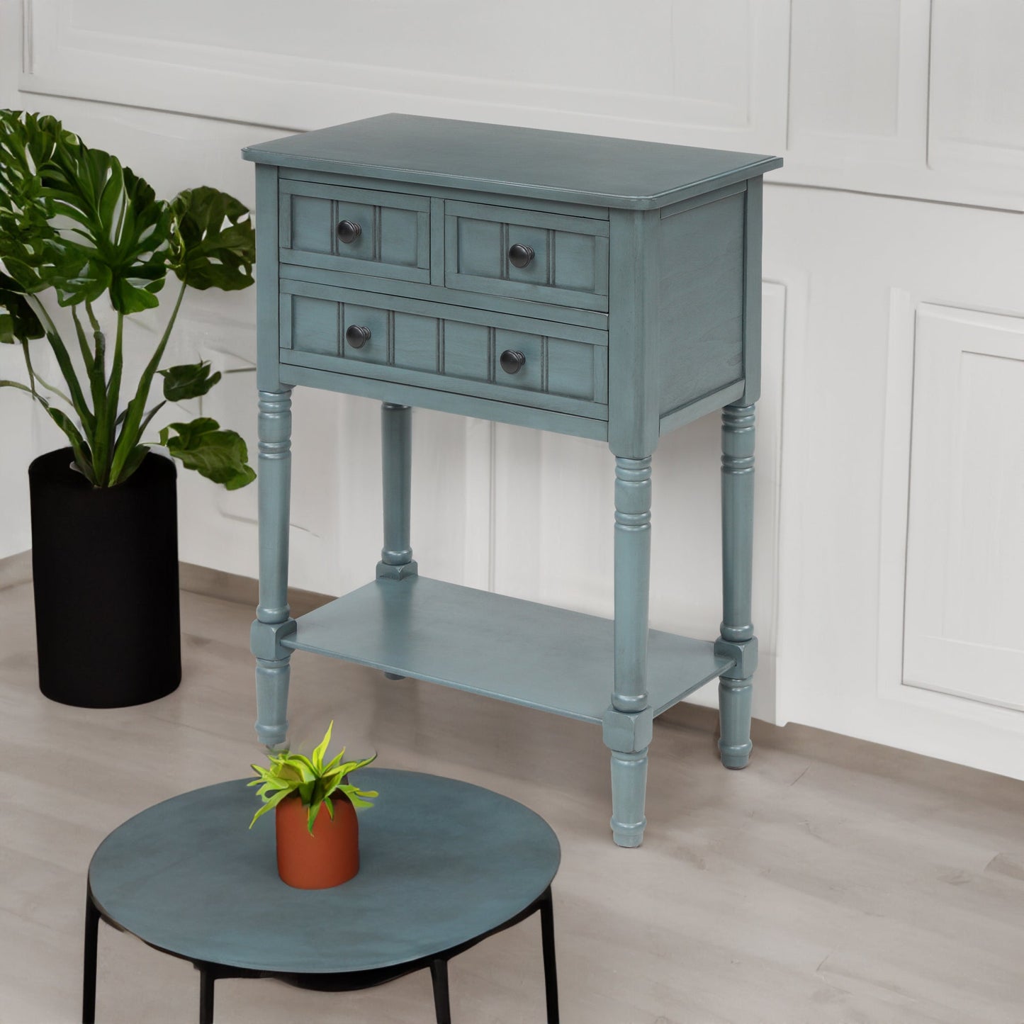 Mesa Consola Estrecha TREXM - Mesa de Sofá Slim con Cajones de Almacenamiento (Marino)