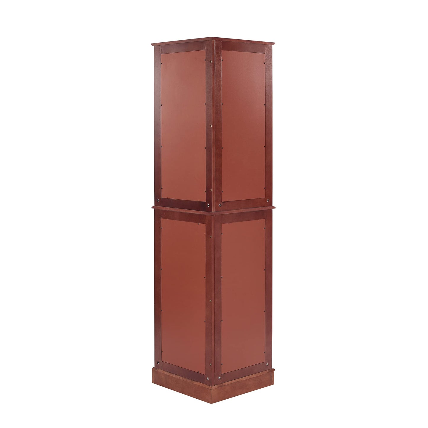 Corner Curio Dispaly Cabinet with Lights, Adjustable Tempered Glass Shelves, Mirrored Back,Cherry(E26 light bulb not included) - Korvel