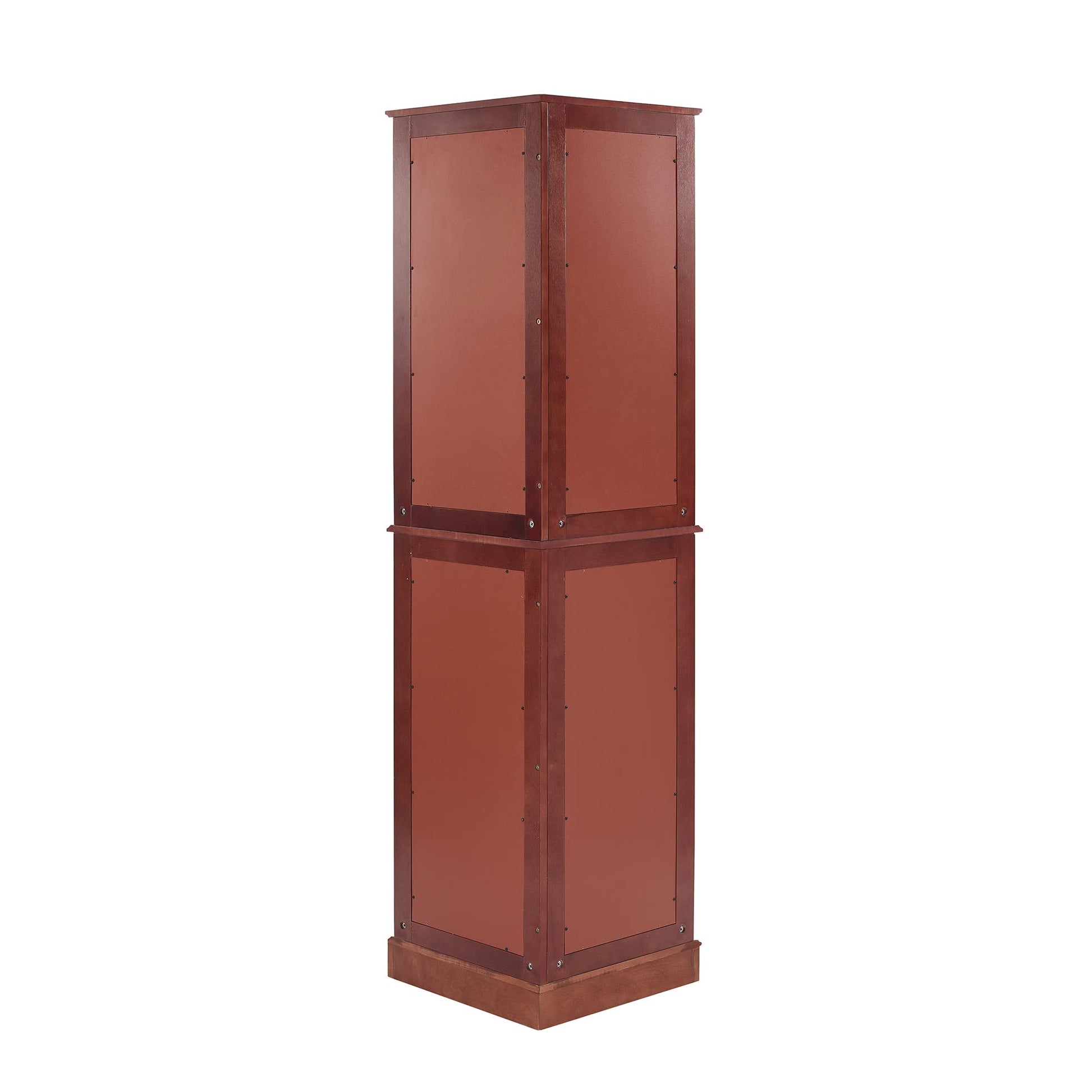 Corner Curio Dispaly Cabinet with Lights, Adjustable Tempered Glass Shelves, Mirrored Back,Cherry(E26 light bulb not included) - Korvel