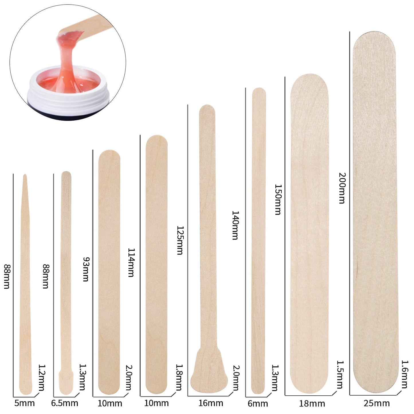 100-Piece Bag of Disposable Wooden Sticks for Hair Removal Waxing and Scraping Tools - Korvel