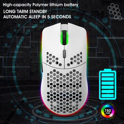 Ratón inalámbrico RGB ligero con batería recargable