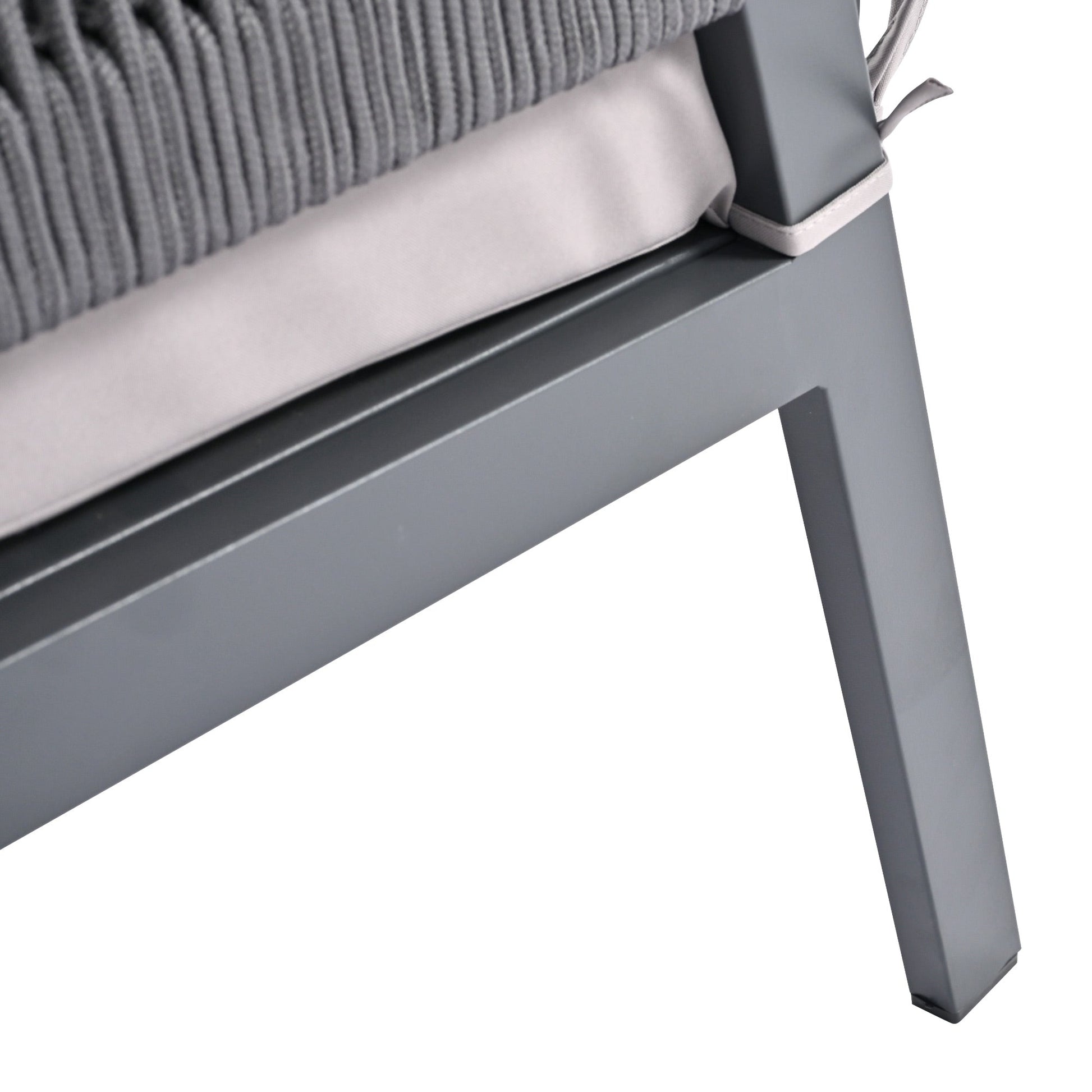 Outdoor Furniture with Tempered Glass Table Deep Seating with Thick Cushion for Backyard Porch Balcony (Grey) - Korvel