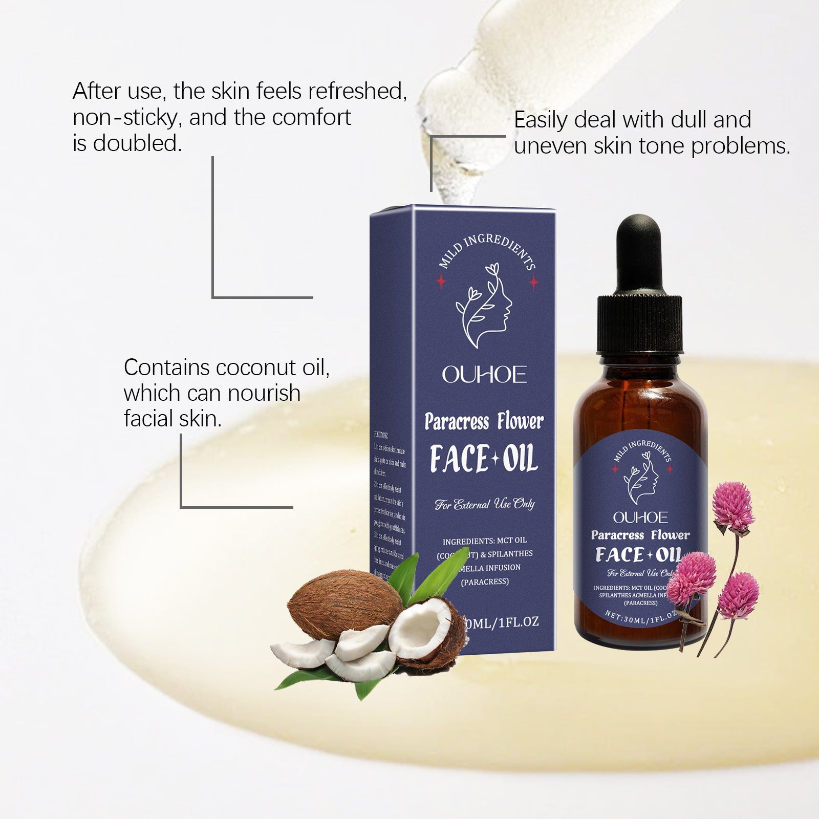 Moisturizing Facial Essential Oil Lightens Fine Lines, Firming, Delicate And Brightening Skin Daily Facial Care Essential Oil - Korvel